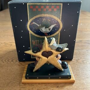 Williraye Studio Snowman Star Blue Bird Figurine 1998 Coyne's & Company WW2242